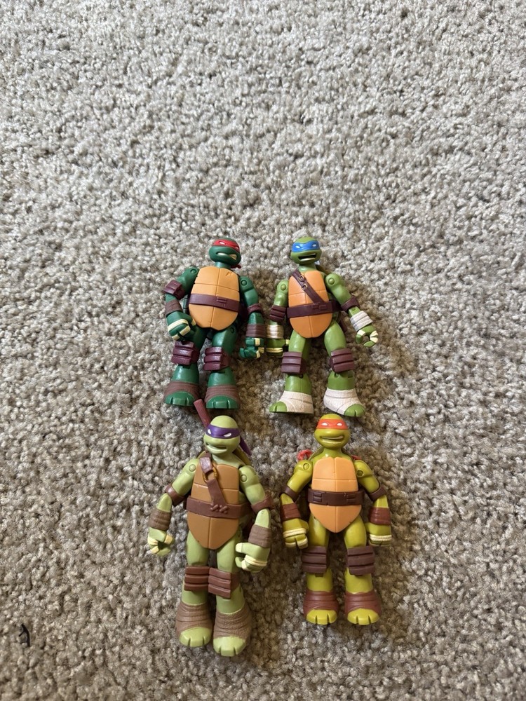 Teenage Mutant Ninja Turtles Lot Action Figures 4 Battle Shell 2012 playmates