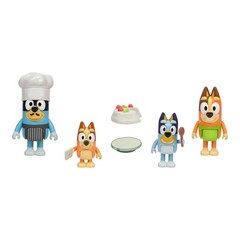 Bluey Pavlova Figure 4 Pack with Bluey, Bingo, Bandit Chef & Chilli, Ages 3+
