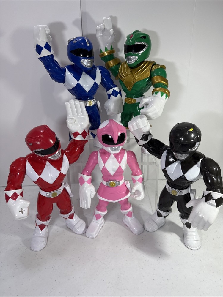 5 Mega Mighty Power Rangers Blue Black Red 10″ Action Figures Pink Green Ranger