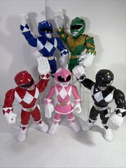 5 Mega Mighty Power Rangers Blue Black Red 10″ Action Figures Pink Green Ranger