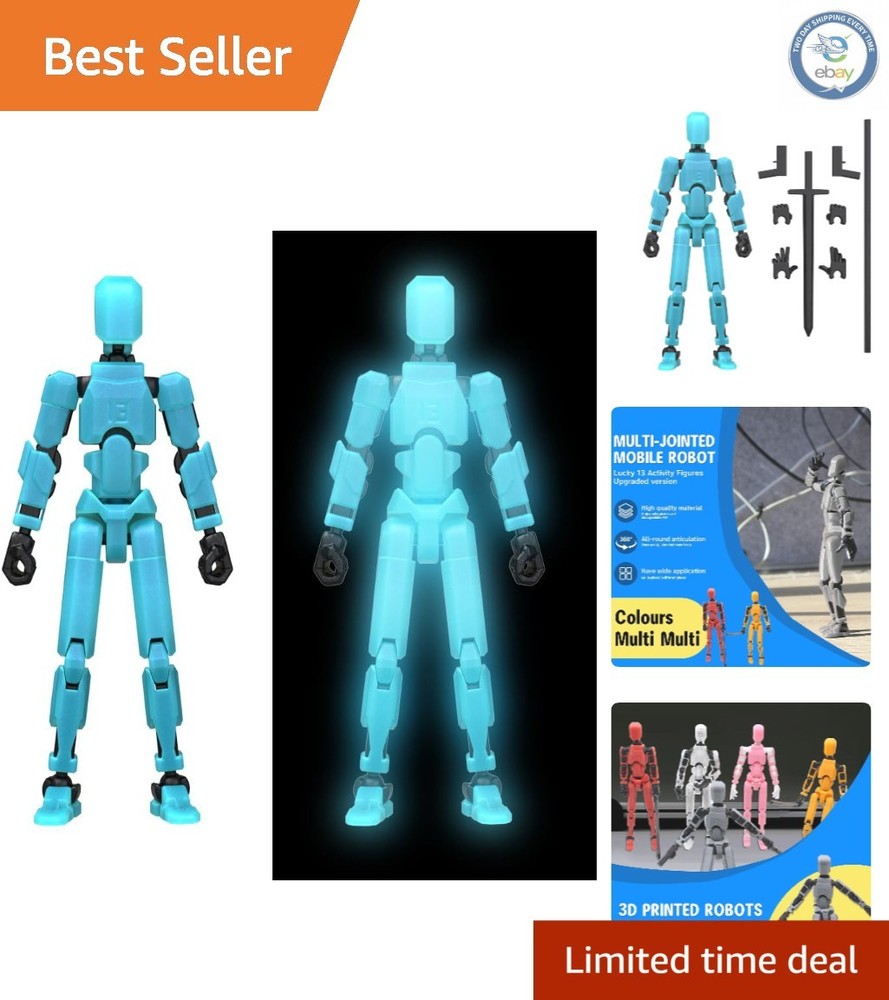 Lucky 13 T13 Glow in the Dark 3D Printed Action Figure – Fully Articulated Robot