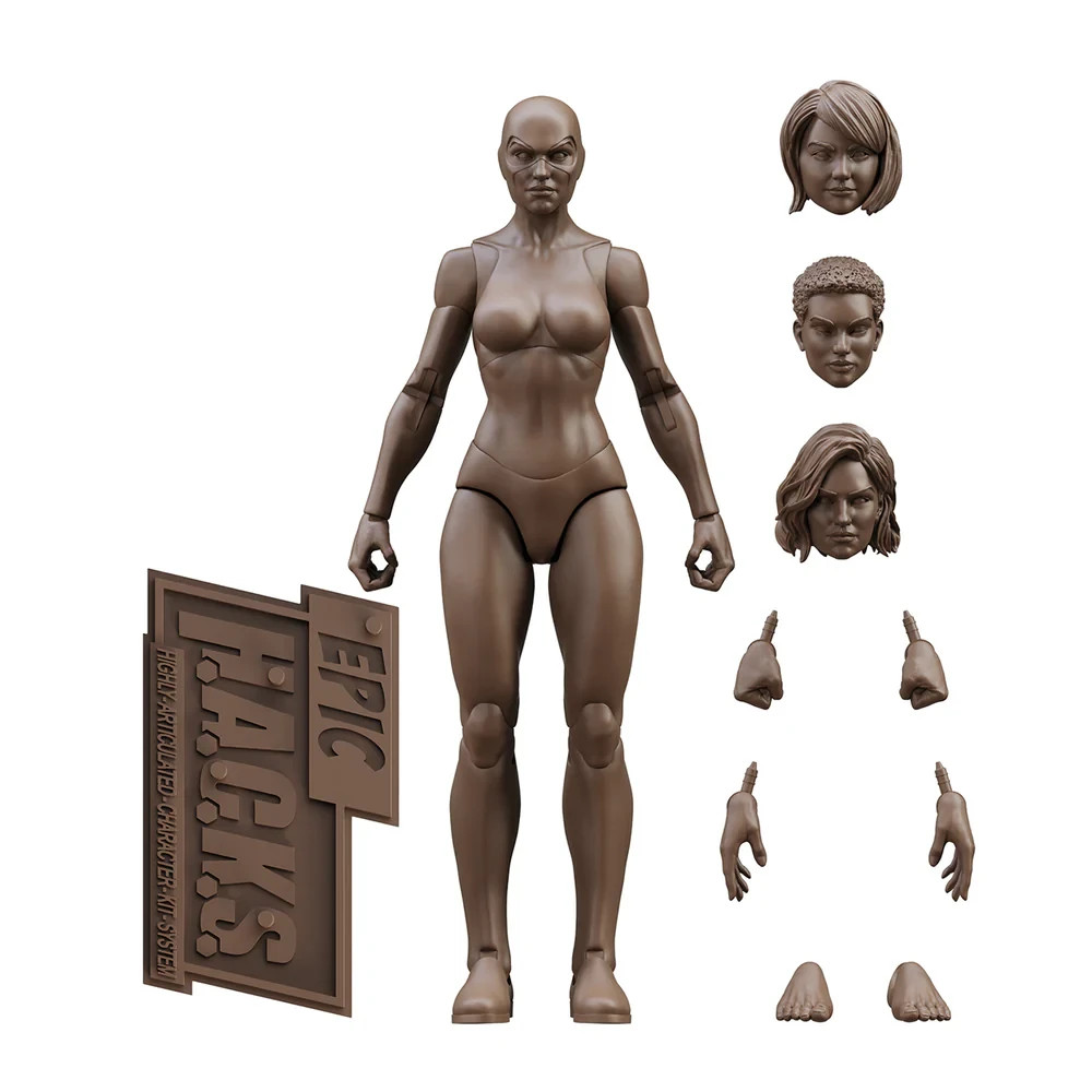 Coffee Brown 1:12 EPIC HACKS Blank Female Action Figure 6″ Boss Fight