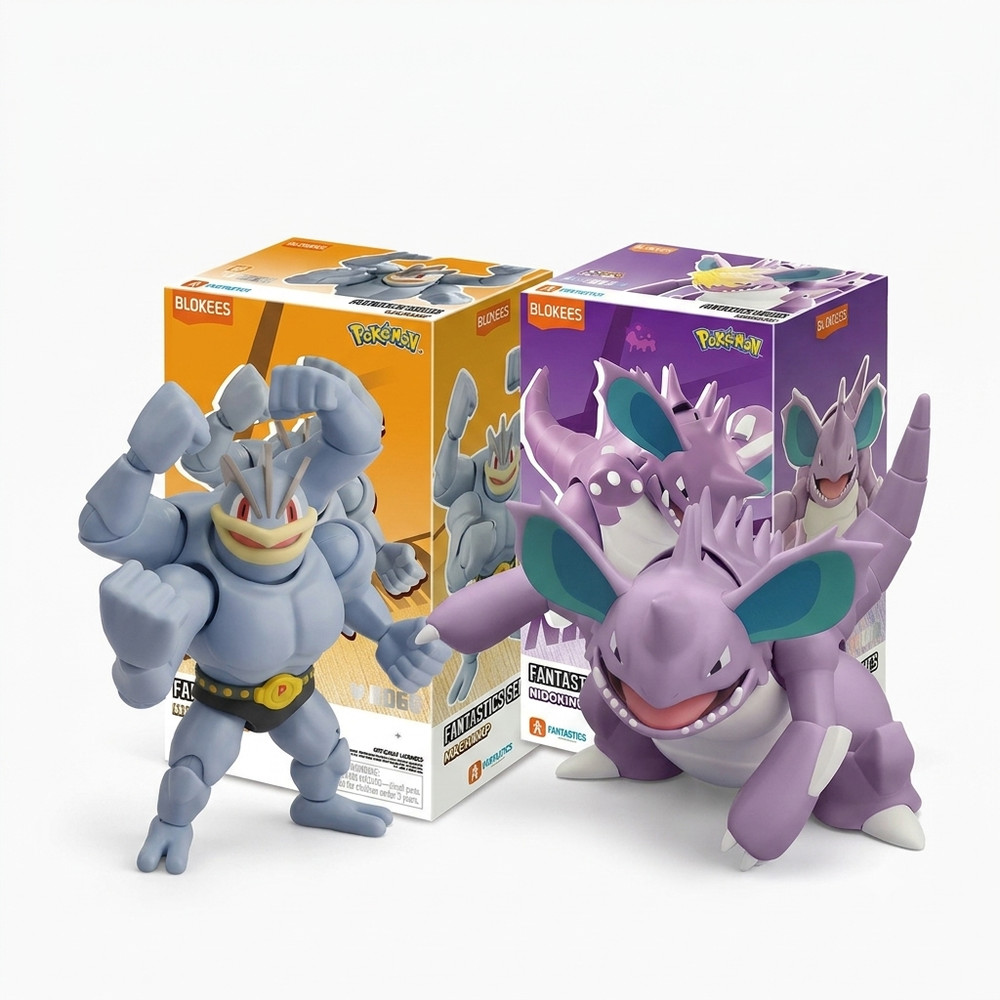 Blokees Pokemon Fantastics Nidoking Machamp Action Figure Model Kit ENG Set of 2