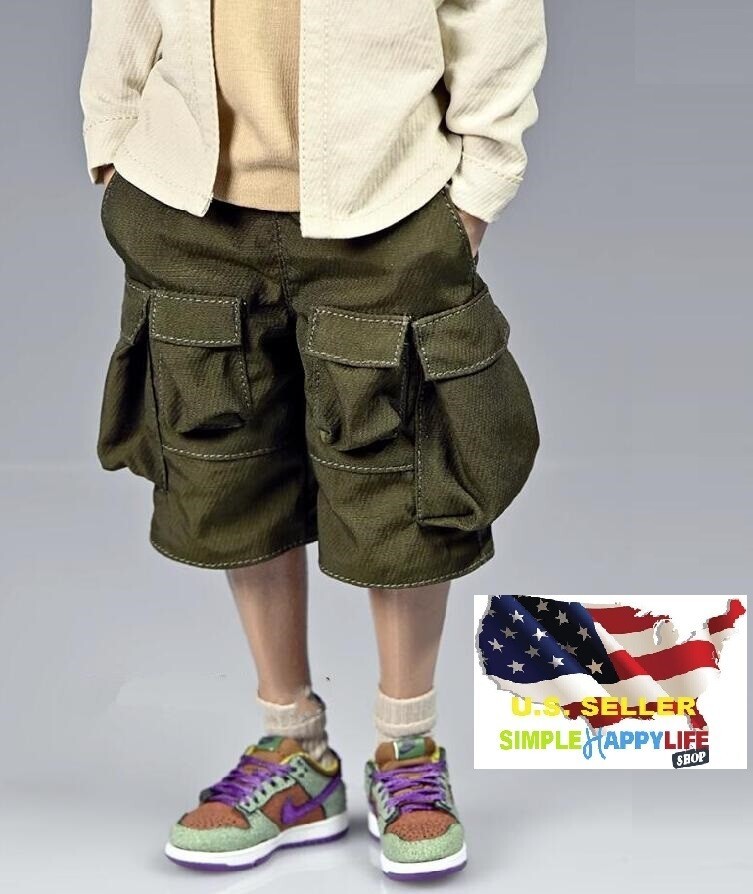 1/6 fashion Loose cargo Casual Shorts Green for 12″ figure Phicen worldbox❶USA ❶