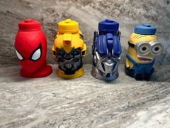 Universal Studios Souvenir Thermos Cup Transformers, Spiderman, & Minions ALL 4