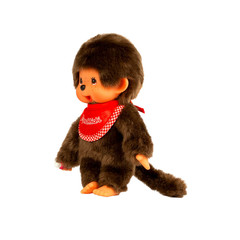 8″ Large Monchhichi Doll – Classic Boy, Red Bib – Authentic Monkey Plush, NWT