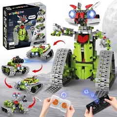 VOPOGLNE 5 in 1 STEM Robot Building Kit, APP & Remote Control Robotics Building