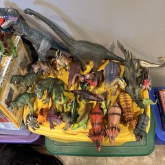 DINOSAUR Toy Figure Lot of 30 Hard Plastic Prehistoric Animals T Rex All Sizes