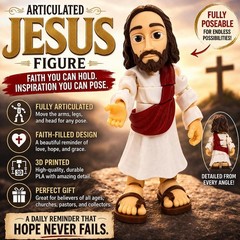 Poseable Jesus Figure 3D Printed Articulated Christian Toy Faith Gift