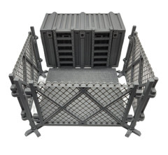 1:18 Scale 4″ Figure Diorama Playset Modular Industrial Chain Link Fence & Cargo