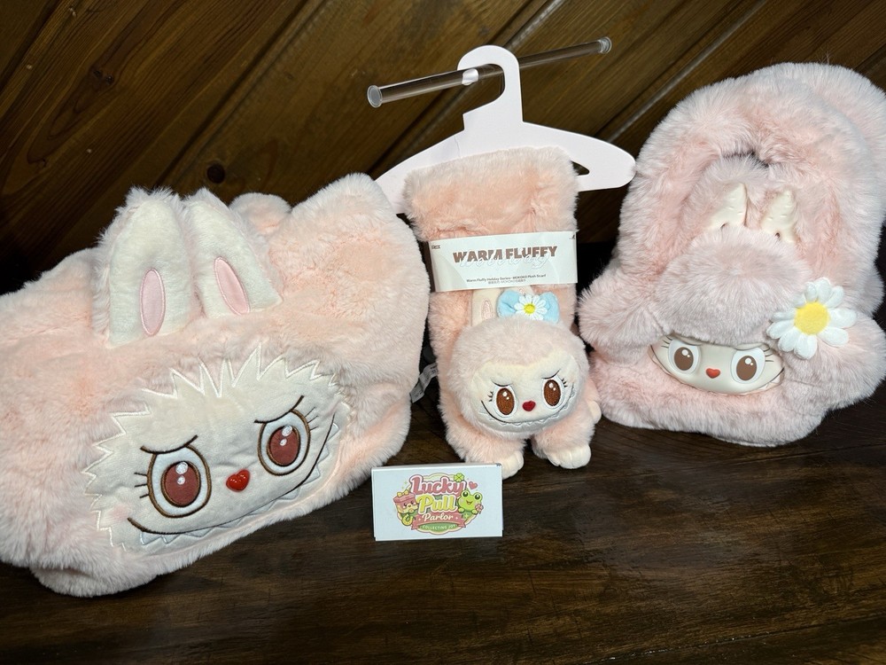 MOKOKO POPLAND Plush Accessory Bundle- Reversible Tote Bag, Scarf, Crossbody Bag