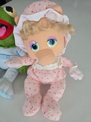 Vintage 1984 Muppet Babies Hasbro Pampers Plush Kermit Frog & Miss Piggy
