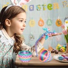 3D Printed Dragon Eggs with Articulated Fly Dragon Inside, Collectible Figuri…