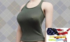 1/6 women green tank top vest military for 12″ female figure phicen kumik ❶USA❶