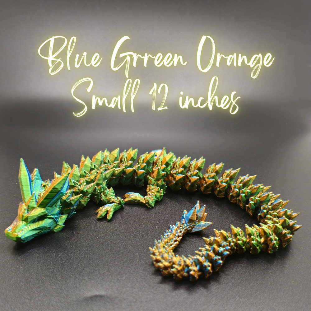 3D Printed Flexi Dragon, Cinderwing3D Articulated Crystal Dragon/Small-12inches