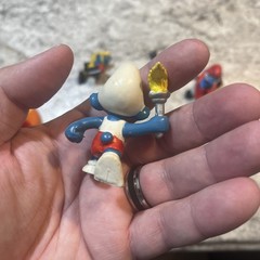 Lot Of 5 Vintage Smurf PVC Plastic Figures, Skateboard, Mushroom Sports