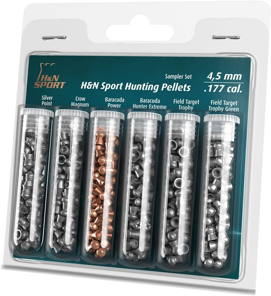 H&N Hunting Sampler, 6 Different Pellets .177 Caliber/Assorted Grains (215 Count