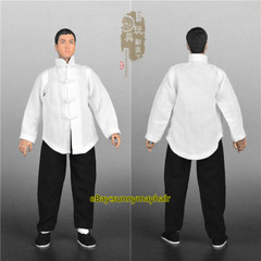 1:6 Kung Fu Suit White Shirt&Black Pants Chinese Style Fit 12” Male Figure Body