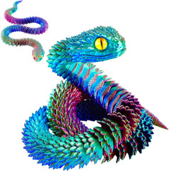 24In 3D Printed Snake,Flexible 3D Printed Animal,Articulated 3D Printed Crystal