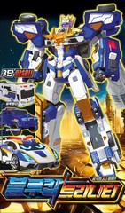 Metal Cardbot S Blue Cop Trinity GigantRex Transforming Robot Figure Set Toy