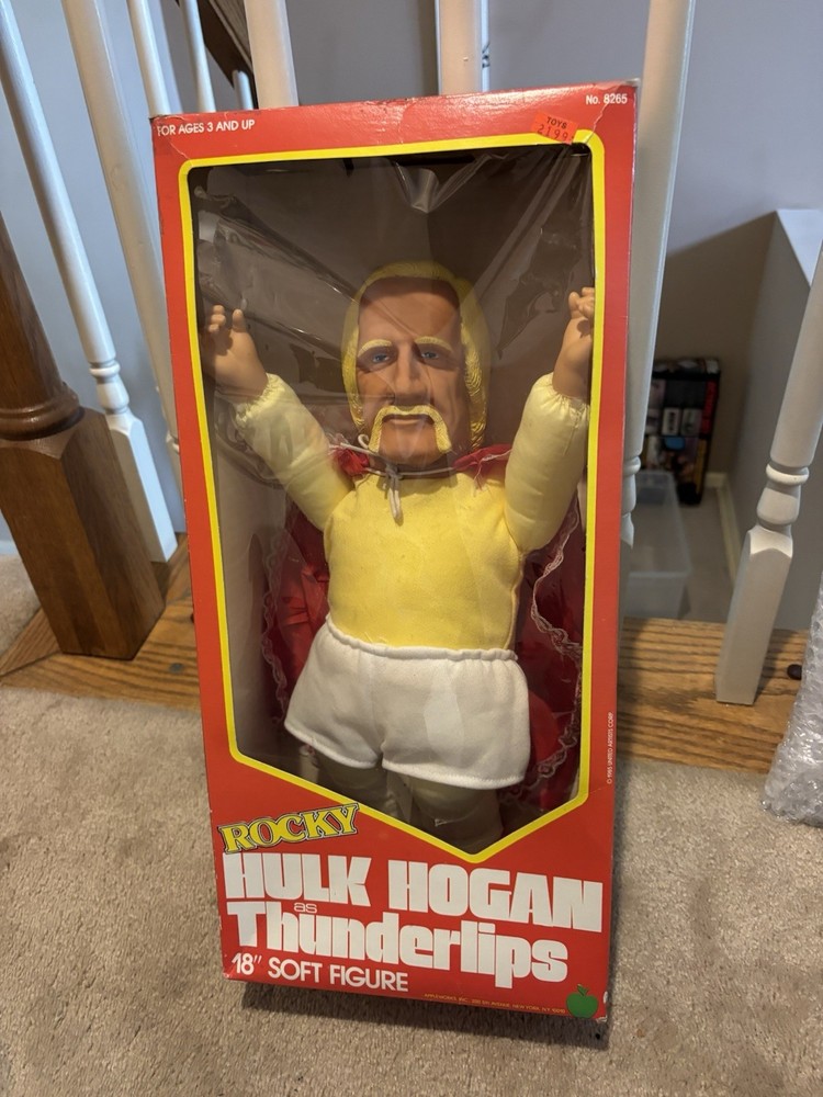 Vintage 1985 Appleworks Rocky Thunderlips Hulk Hogan 18″ Plush Doll . NEW
