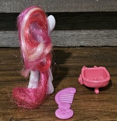 My Little Pony MLP FIM G4 Plumsweet Brushable Figure With Cart Brush Accessories