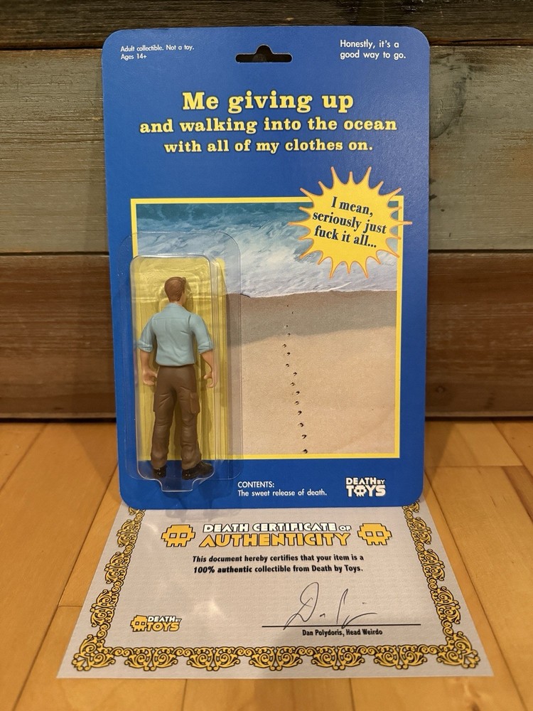 New Death By Toys Me Giving Up Walking Into Ocean Figure Internet Meme Art Toy