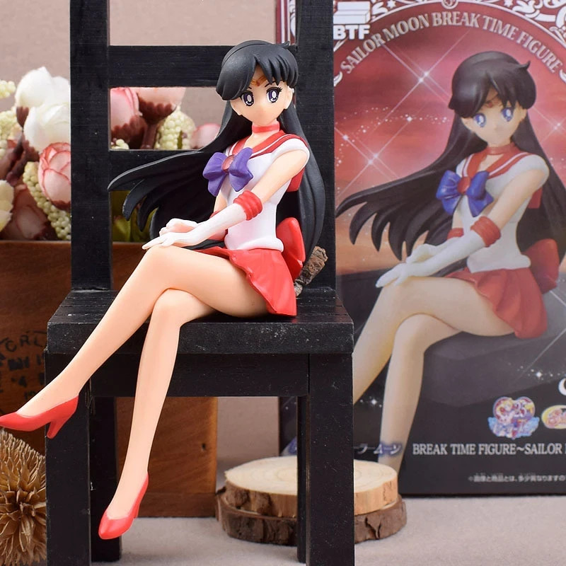 Sitting Sailor Mars Figure 13.5cm Black Hair Red Skirt Statue Birthday Gift