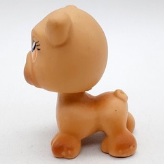 Littlest Pet Shop Beige Dog Puppy Mini Figure Orange Eyes Hasbro LPS Toy