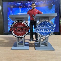 WWE Mattel Elite RAW/SMACKDOWN Anonymous General Manager Podium Accessory Bundle