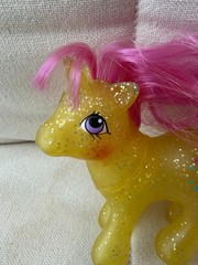 Vintage My Little Pony- Baby Sparkle Gusty- 1984 G1- Hot Air Balloon- Yellow