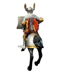 Papo Medieval Knight Red Silver Rider Black Horse Jousting 2001 Figure 3”
