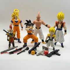 1989 Vintage Lot of (6) DRAGON BALL Z Action Figures & Accessories Super Saiyan
