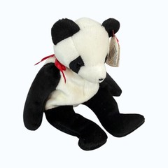 Ty Beanie Baby Fortune Panda Plush Toy 1997 w/ Tags Red Ribbon Collectible
