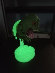 SLIMER “GREEN GHOST ” REAL GHOSTBUSTERS ecto glow. glow in the dark SLIME STAND