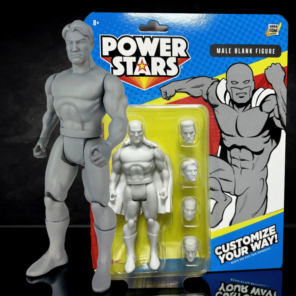 Power Stars 5” Retro-Feel Blank Action Figures – Customizable Hero Template