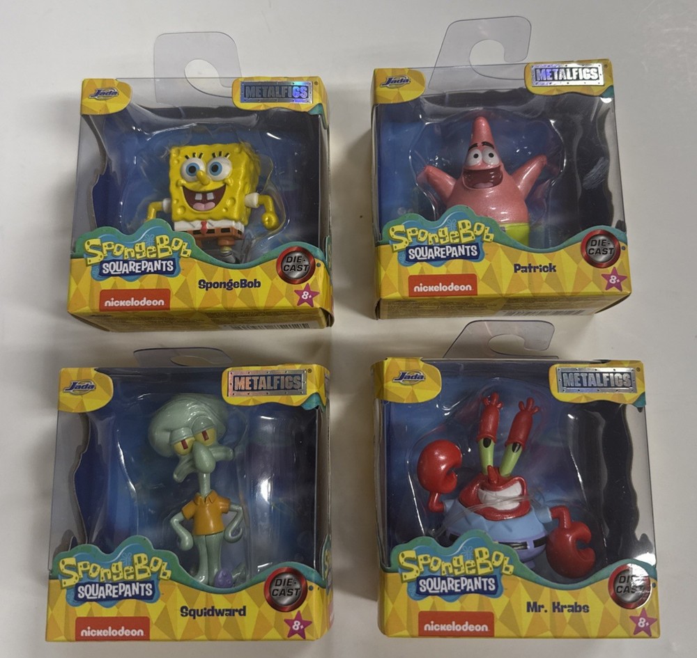 Nickelodeon Spongebob Die Cast Metalfigs Lot Of 4 Mr. Krabs Patrick Squidward