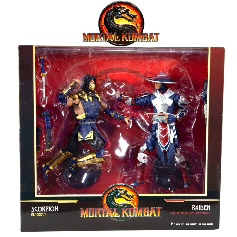 Mortal Kombat Scorpion Blackout & Raiden Defender Deluxe Figure Set 2020 New