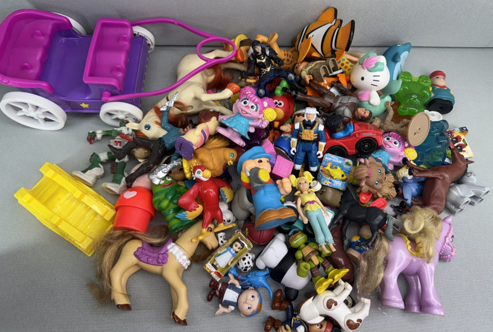 Mixed Toy Figures Lot 4 Lbs 14 Oz Barbie Little Tikes Animals Disney & More