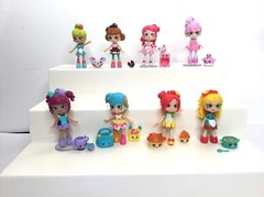 Shopkins Happy Places Lil Shoppies 3” Dolls Lot of 8 Dolls, Plus Accessories