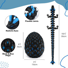 Monjita 3D Printed Dragon Egg Toy with Glow in the Dark, Articulated Easter 3D