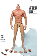 1/6 Scale Male Muscle Action Figure Body 12 Inch Jointed Model with Extra Hands
