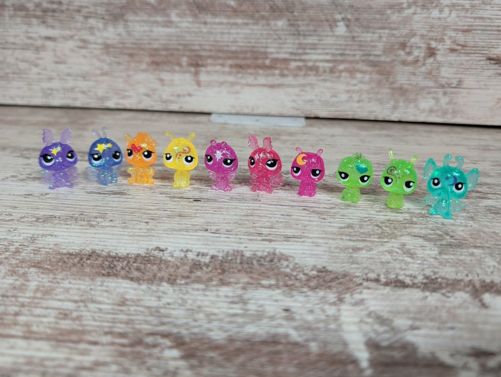 Littlest Pet Shop LPS Moonlite Fairies Glitter Lot of 10 Moondust Mini Figures