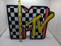 Retro 1980s style MTV Music TV Mtv Checkered Lightbox sign retro logo light box