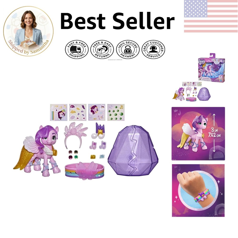 Princess Pipp Petals Doll, Pink 3-Inch Pony with Friendship Bracelet & Charms
