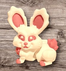 3D Printed – 3″ Rabbit – White / Pink – #3027-0103
