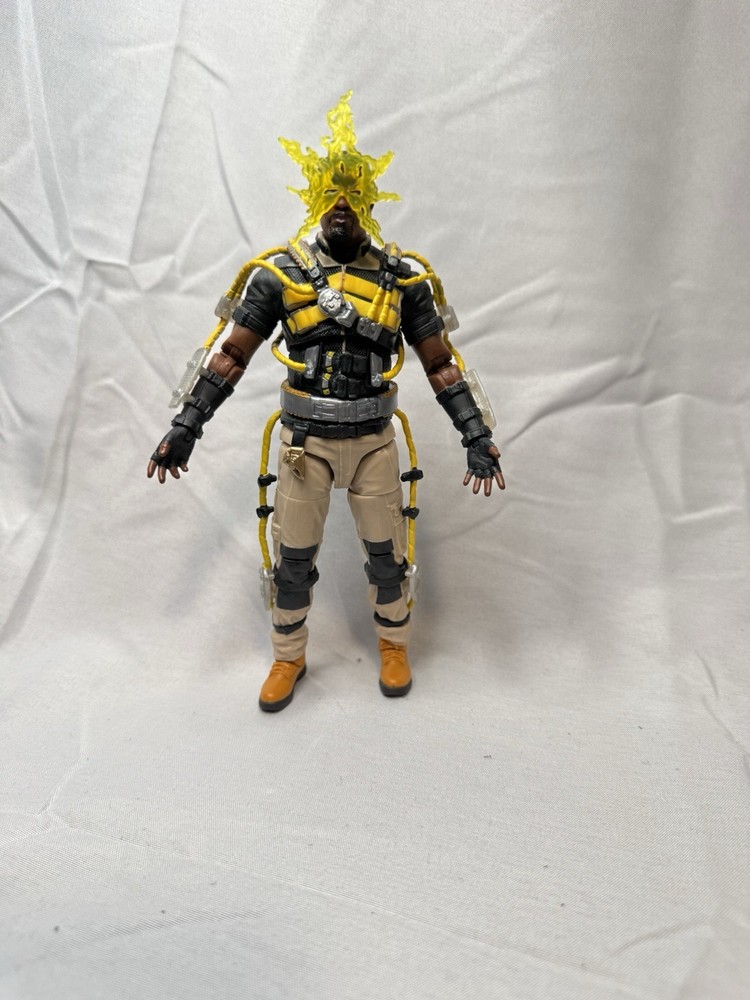 Action Figure with Yellow Lightning Effects, Tactical Outfit, Black/Yellow/Beige