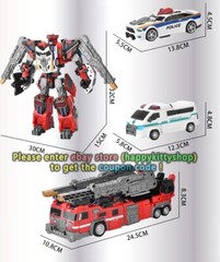 Tobot GD Galaxy Detectives Giant V 12.5″ 3IN1 Combiner Robot Figure Fire Engine