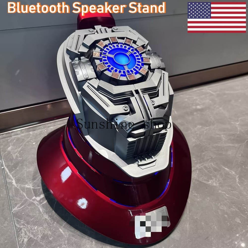 1:1 Iron Man MK5 Helmet LED Base Stand 5.2 Bluetooth Speaker Breathing Light New