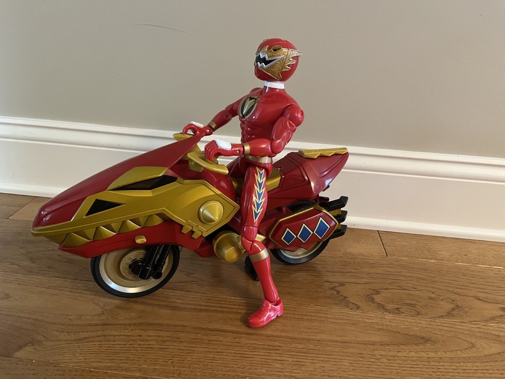 Power Rangers Dino Thunder Raptor Motorcycle & Bandai Red Ranger VINTAGE Bundle